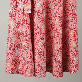 Peach Sanganeri Block Printed Cotton Wrap Around Skirt