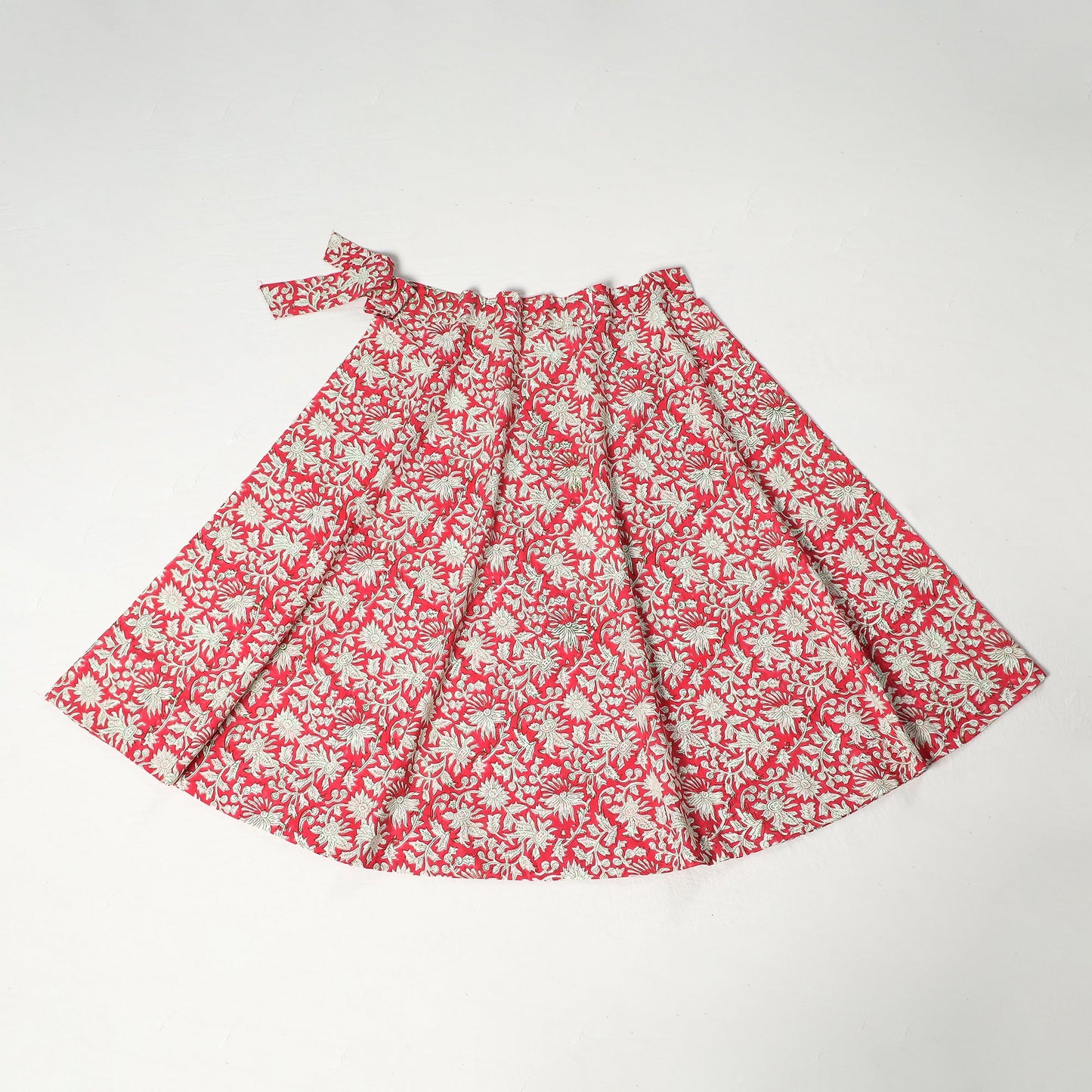  Sanganeri Block Printed Cotton Wrap Around Skirt 