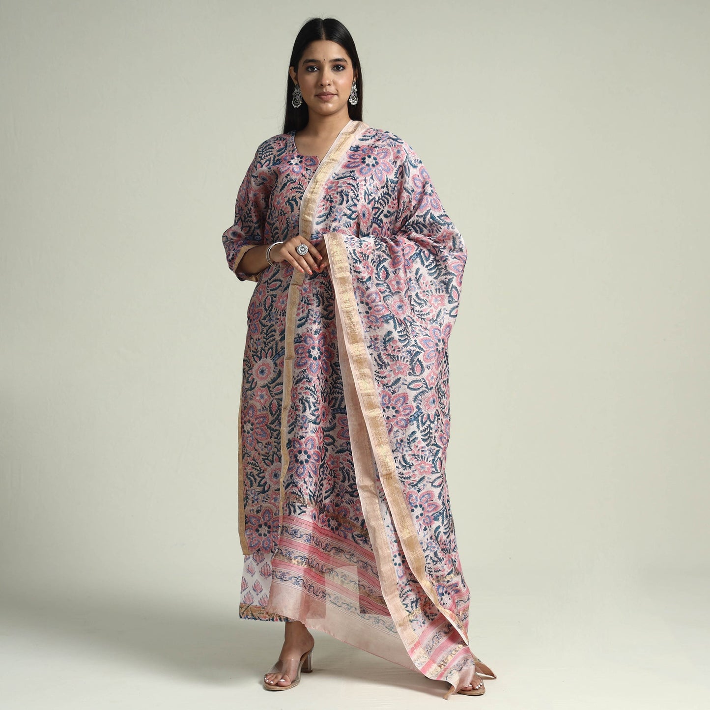 Sanganeri Kurta with Palazzo & Dupatta Set
