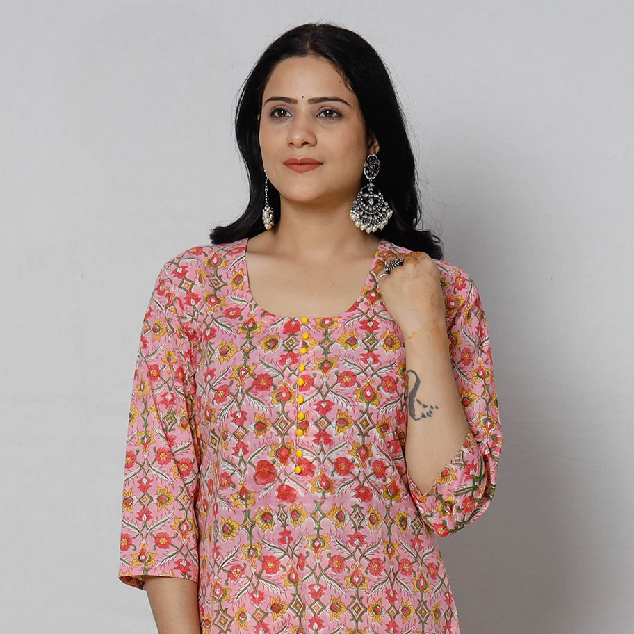  Sanganeri Block Printing Cotton Long Kurta Online 