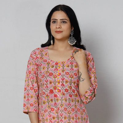  Sanganeri Block Printing Cotton Long Kurta Online 
