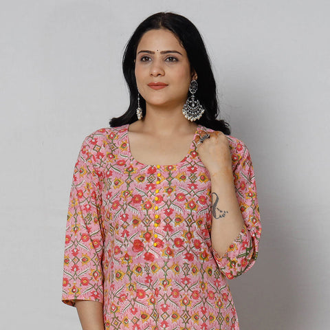  Sanganeri Block Printing Cotton Long Kurta Online 