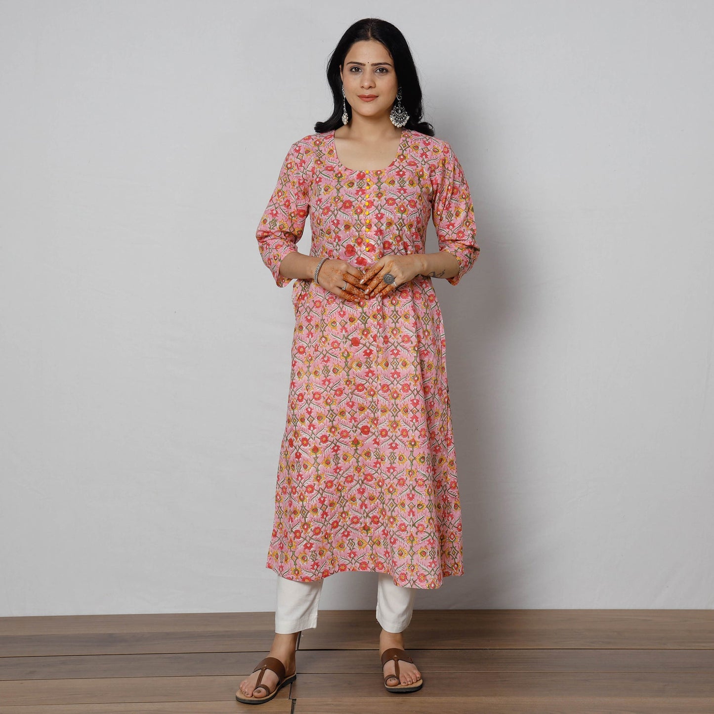  Sanganeri Block Printing Cotton Long Kurta Online 