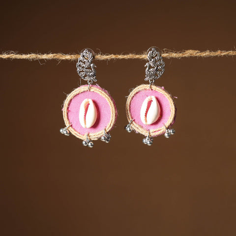 Pink Sanha Jute Fabart Handmade Earrings 