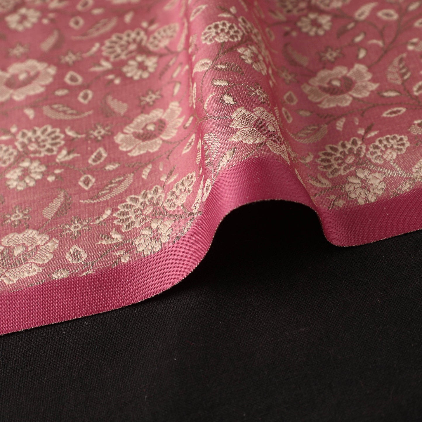 Pink Semi Silk Brocade Banarasi Fabric