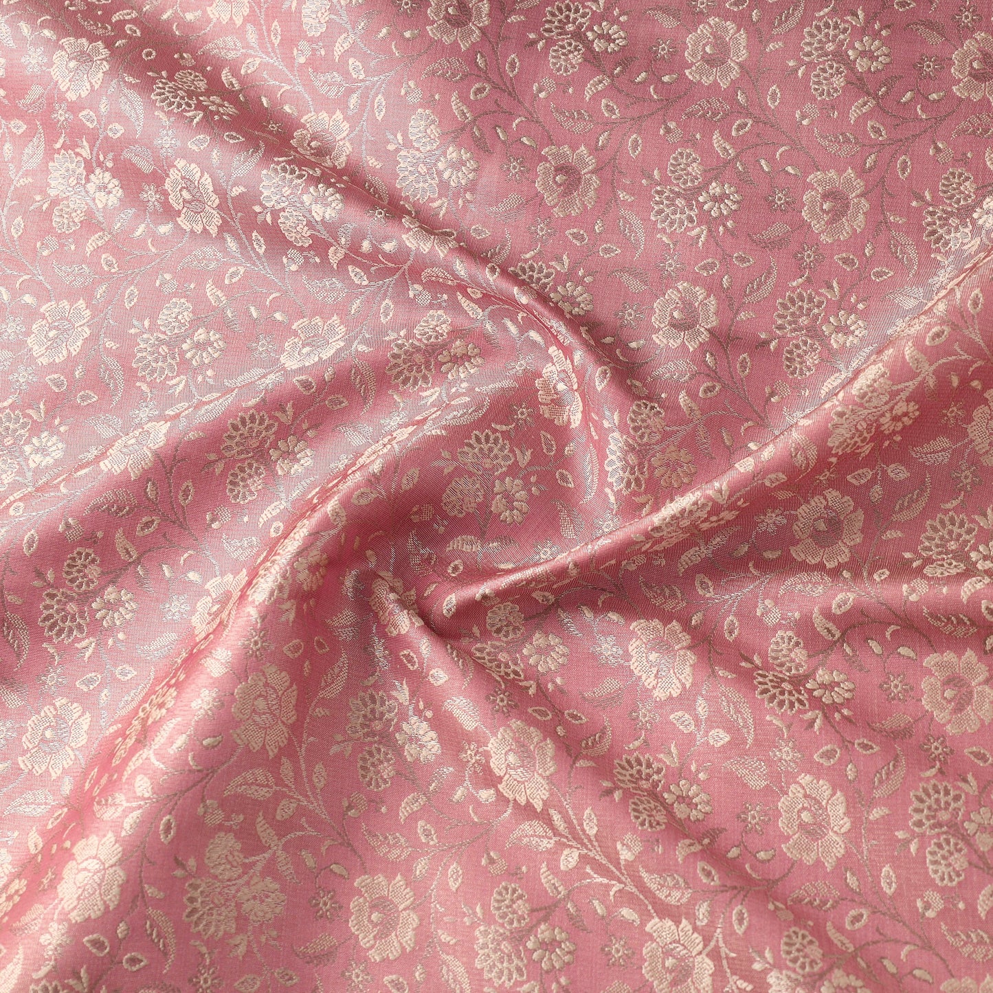 Pink Semi Silk Brocade Banarasi Fabric