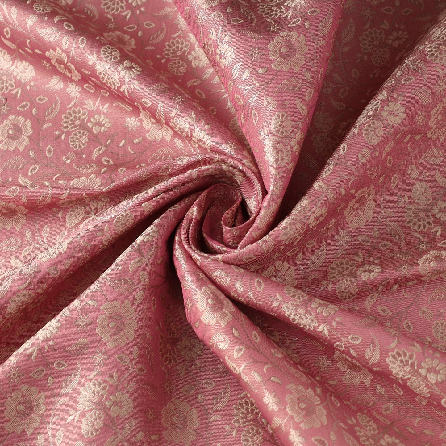 Pink Semi Silk Brocade Banarasi Fabric