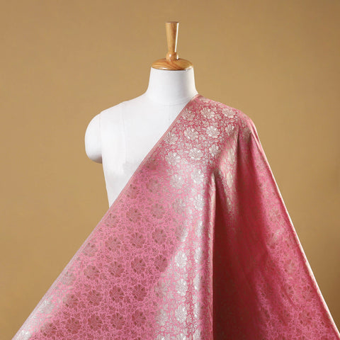 Pink Semi Silk Brocade Banarasi Fabric