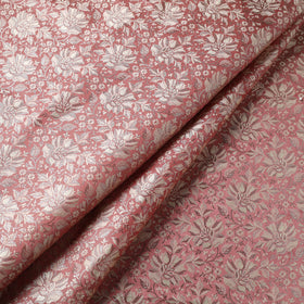 Pink - semi silk brocade banarasi fabric 14 - handcrafted