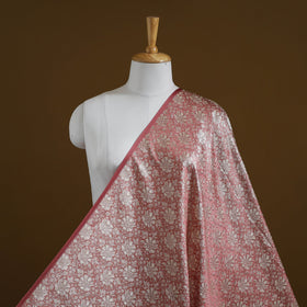 Pink - semi silk brocade banarasi fabric 14 - handcrafted