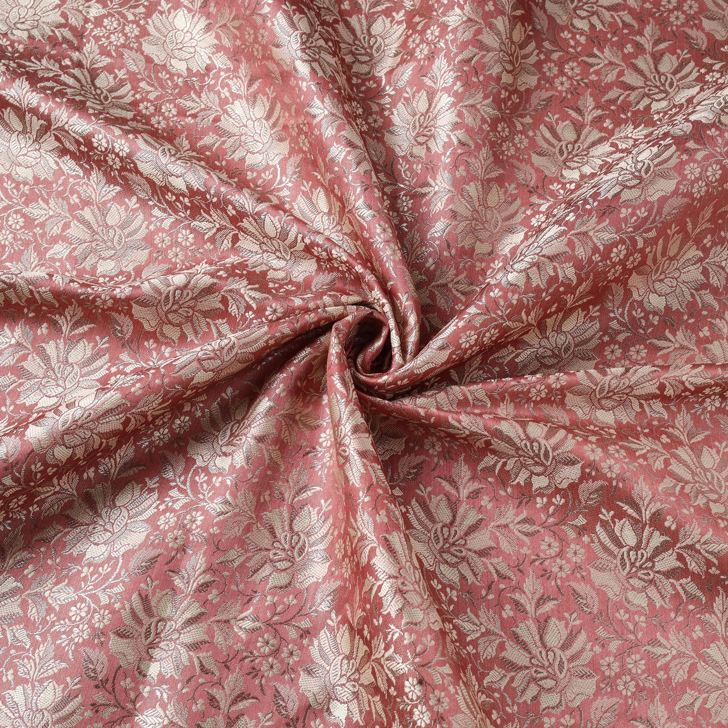 Pink - semi silk brocade banarasi fabric 14 - handcrafted