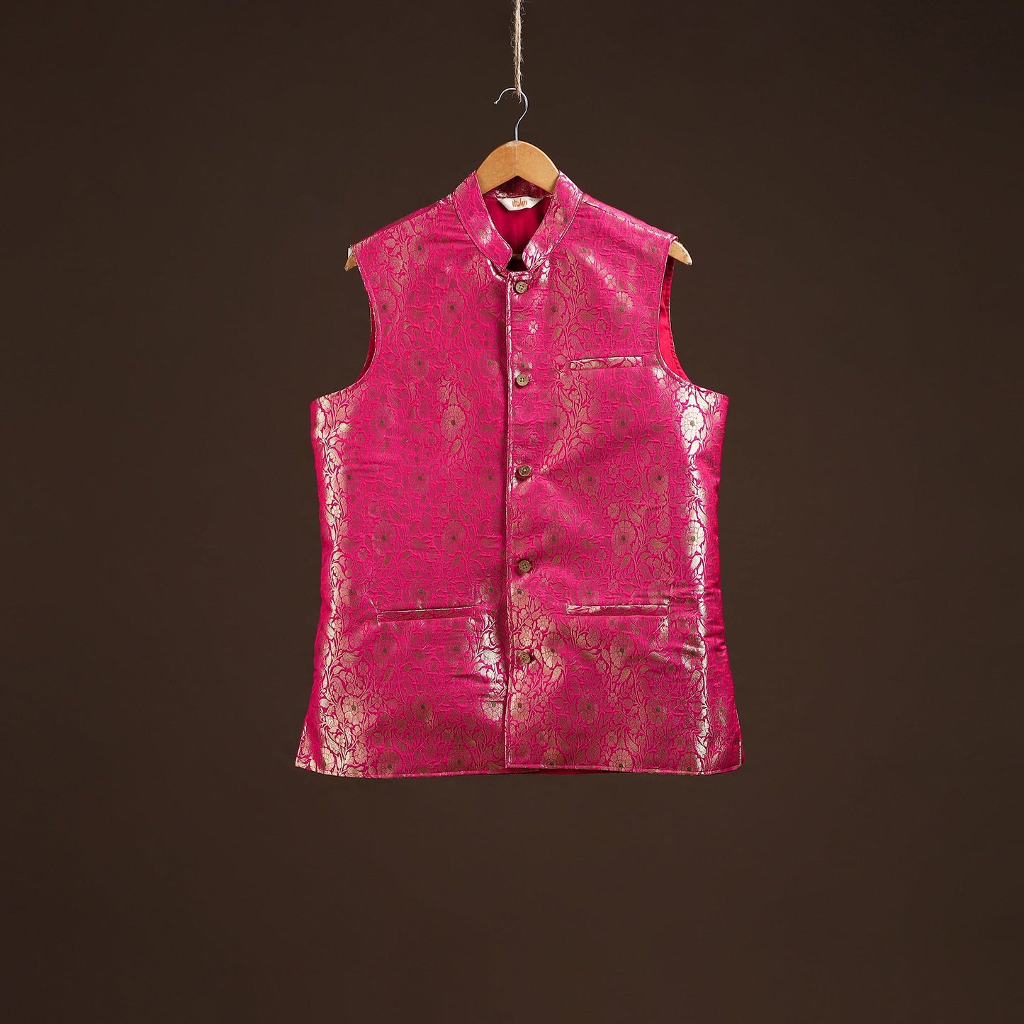 Pink - semi silk meena buti brocade banarasi men nehru