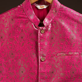 Pink - semi silk meena buti brocade banarasi men nehru