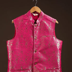 Pink - semi silk meena buti brocade banarasi men nehru