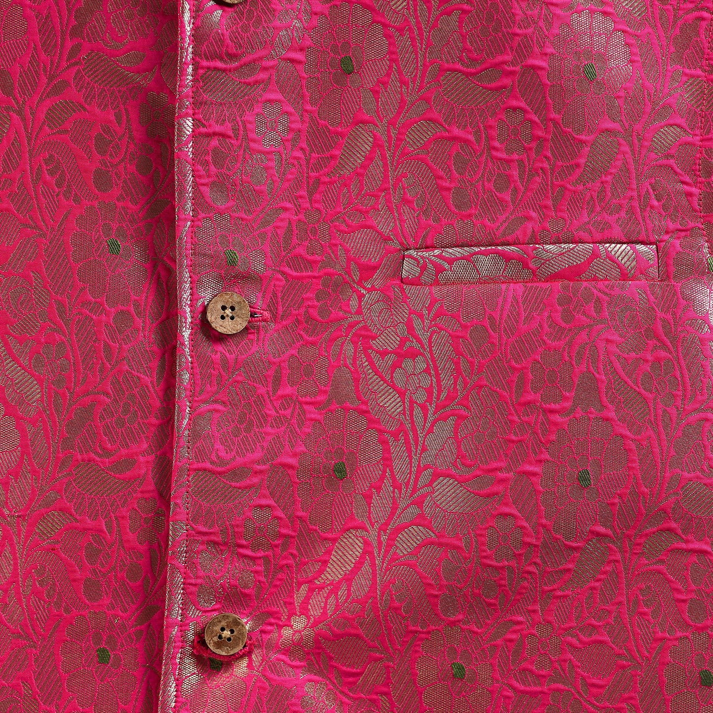 Pink - semi silk meena buti brocade banarasi men nehru