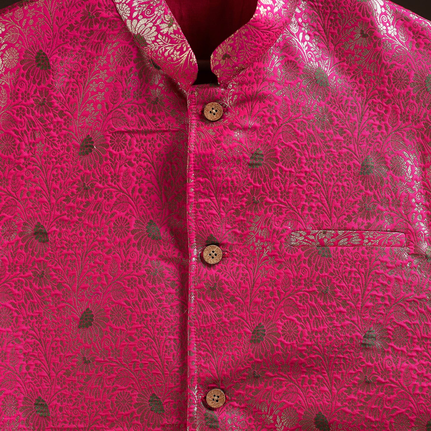 Pink - semi silk meena buti brocade banarasi men nehru
