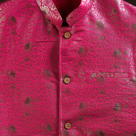 Pink - semi silk meena buti brocade banarasi men nehru