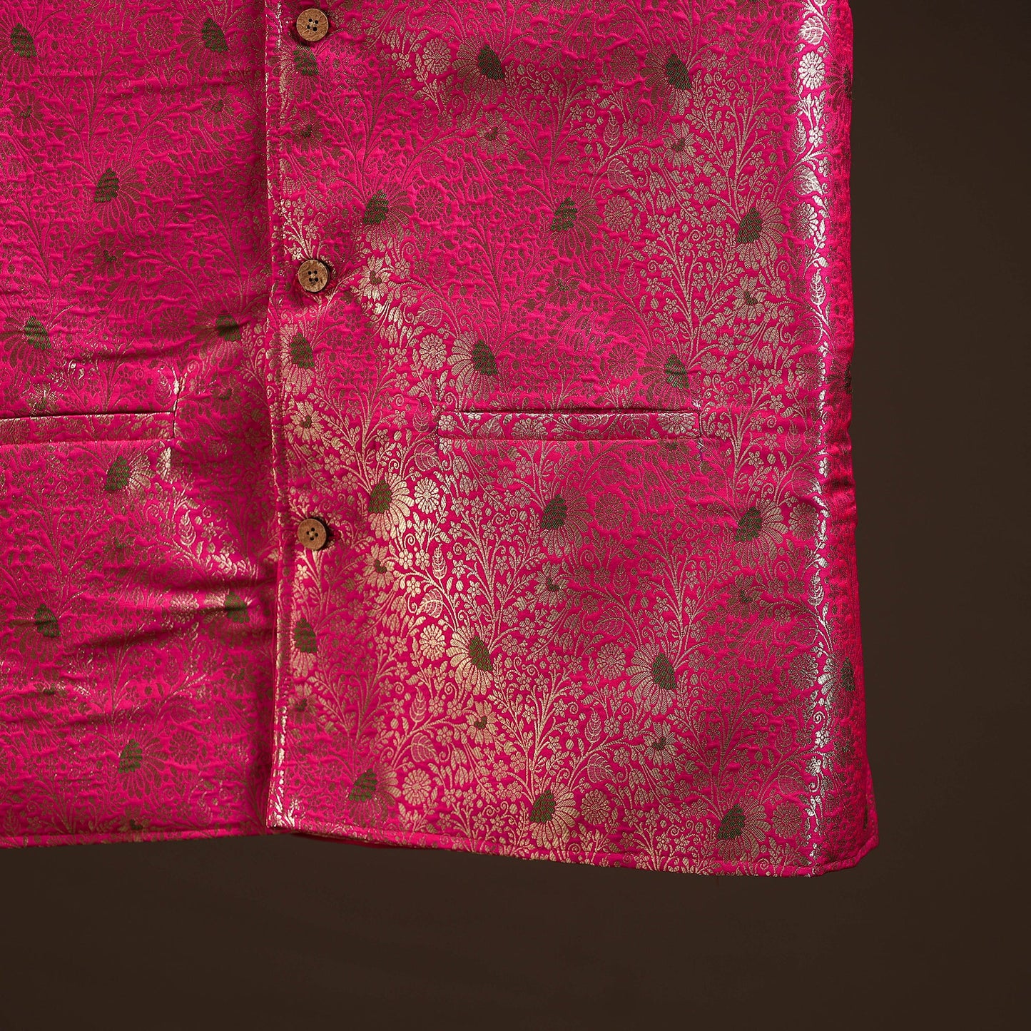 Pink - semi silk meena buti brocade banarasi men nehru