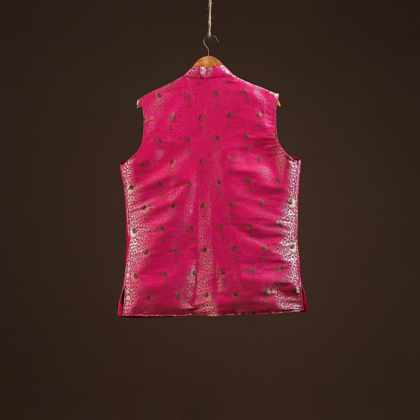 Pink - semi silk meena buti brocade banarasi men nehru