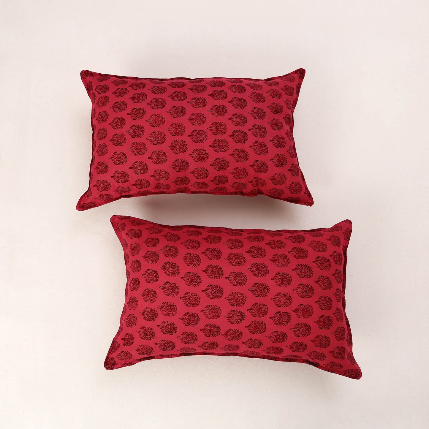 Pink - set of 2 bagh cotton pillow covers 18 - handcrafted