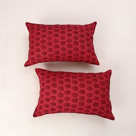 Pink - set of 2 bagh cotton pillow covers 18 - handcrafted