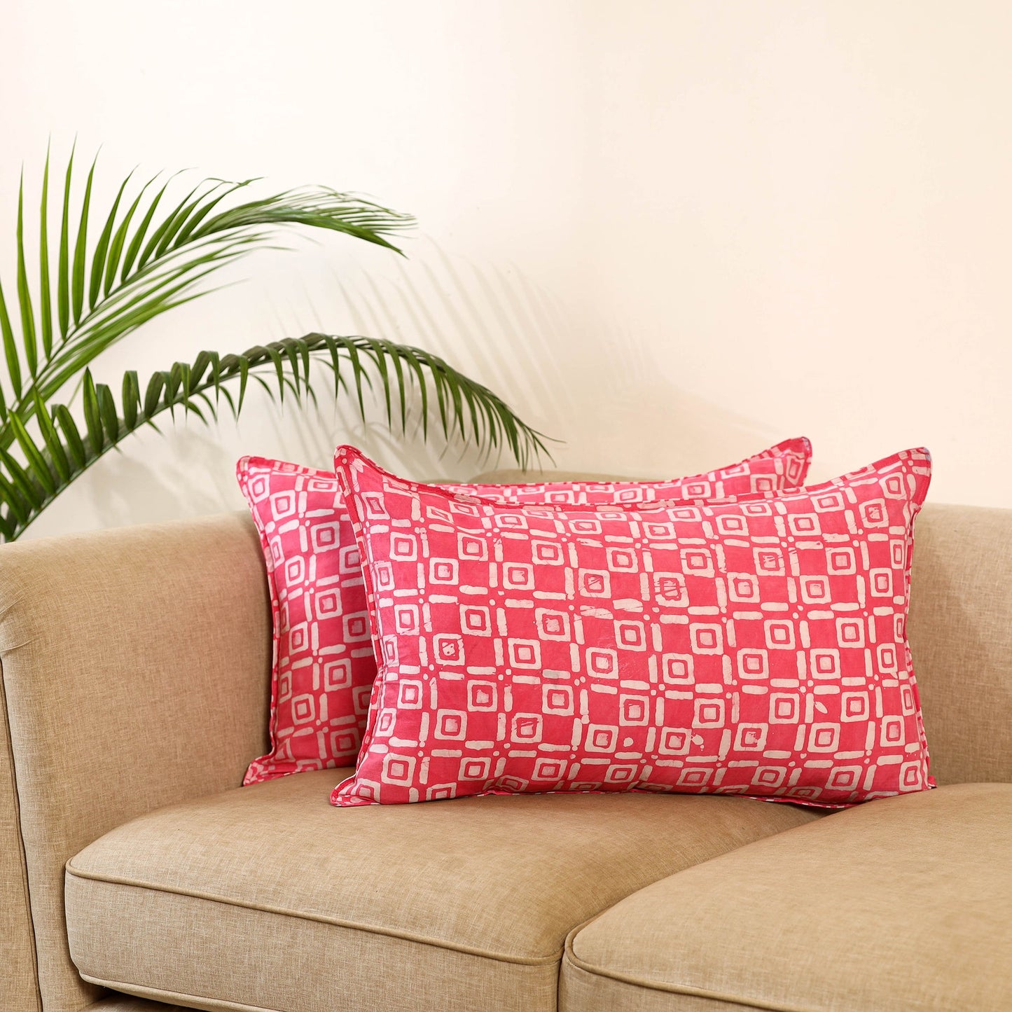 BuySet of 2 Hand Batik Print Cotton Pillow Covers