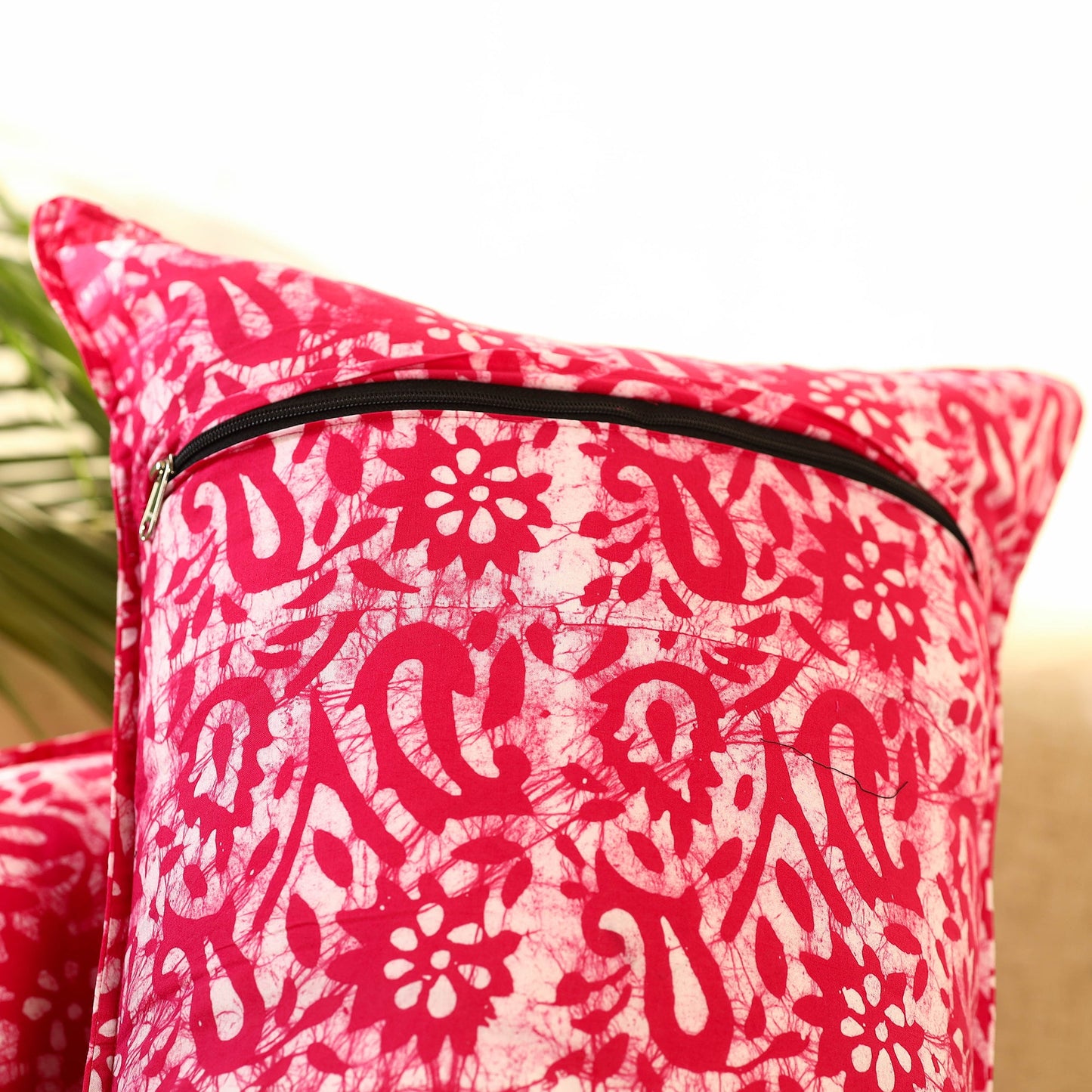 Buy Set of 2 Pink Hand Batik Print Cotton Pillow Covers