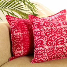 Buy Set of 2 Pink Hand Batik Print Cotton Pillow Covers