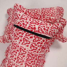 Pink - set of 2 handcrafted cotton frill pillow covers 01