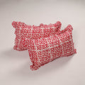 Pink - set of 2 handcrafted cotton frill pillow covers 01