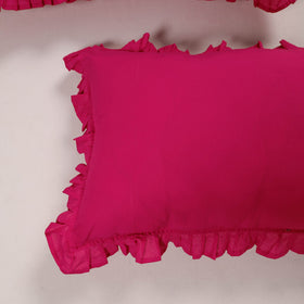 Pink - set of 2 handcrafted cotton frill pillow covers 23