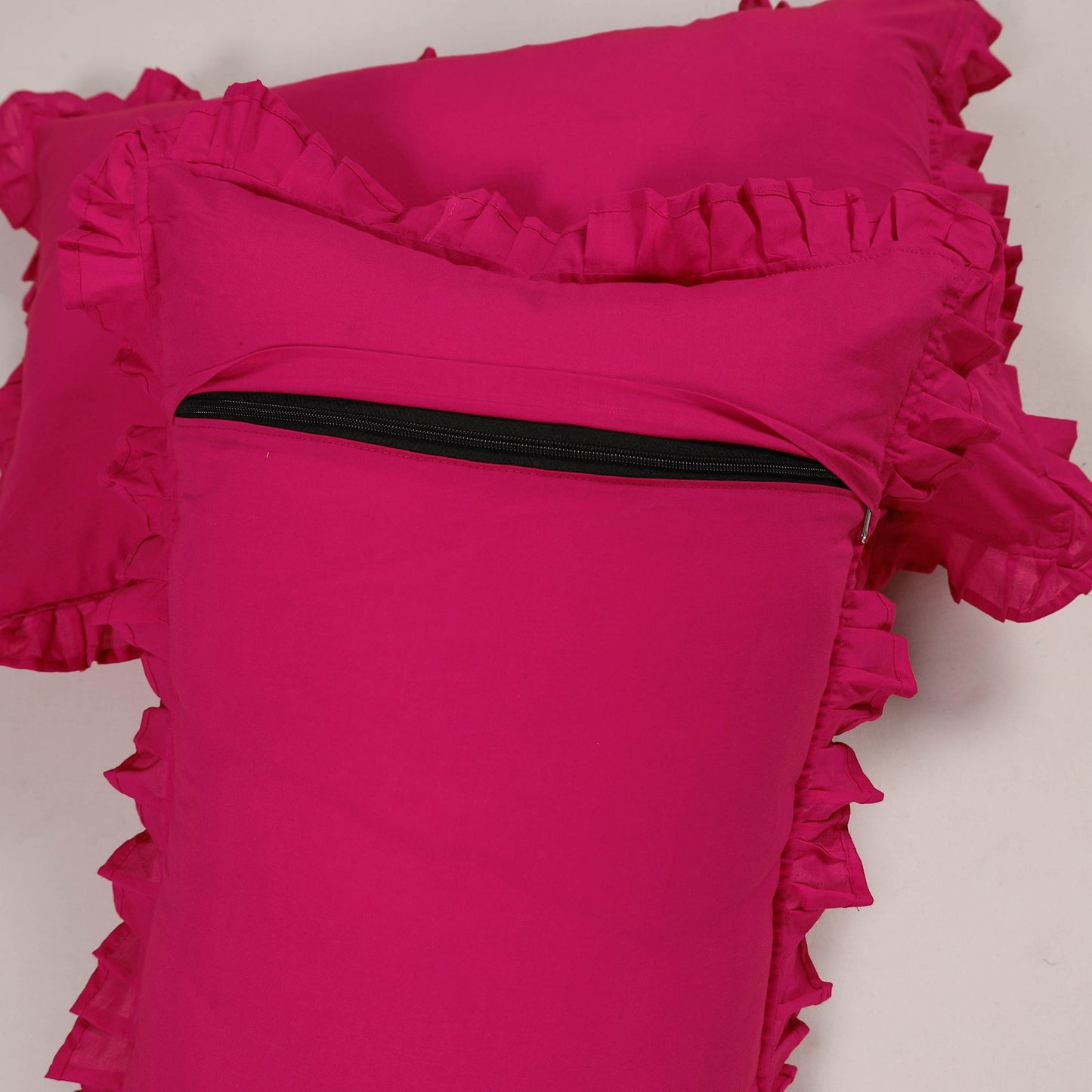 Pink - set of 2 handcrafted cotton frill pillow covers 23