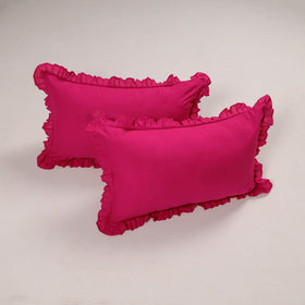 Pink - set of 2 handcrafted cotton frill pillow covers 23