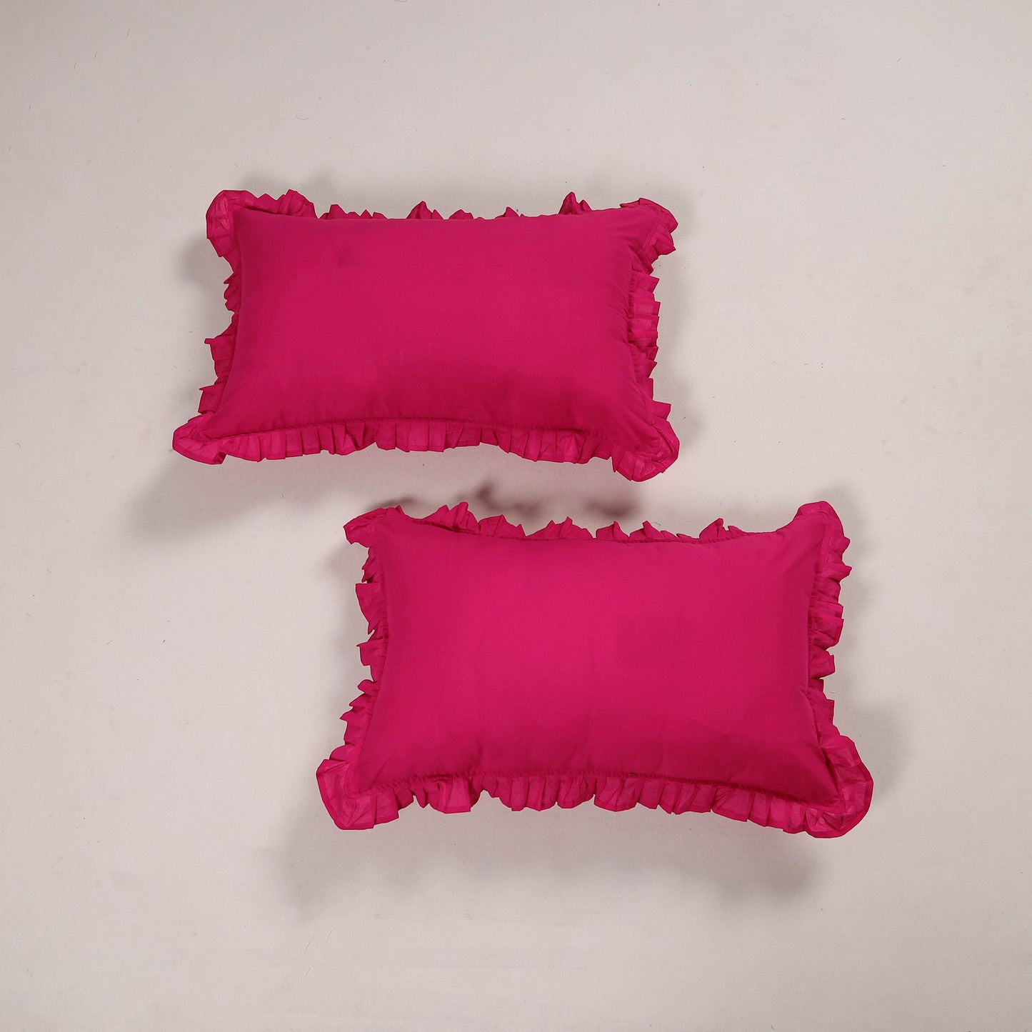 Pink - set of 2 handcrafted cotton frill pillow covers 23