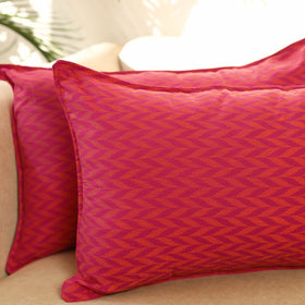  Set of 2 Pink Jacquard Cotton Pillow Covers