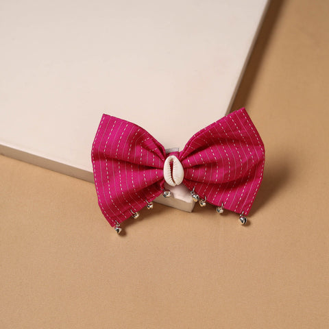 Shell ghungroo work women’s bow hair clip 48 - handcrafted