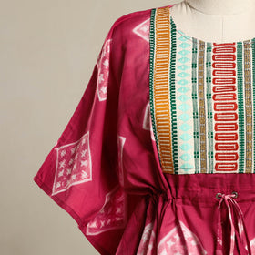 Pink - shibori jacquard mosaic fusion cotton kaftan (short)