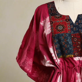 Pink - shibori mosaic fusion cotton kaftan (short) 23
