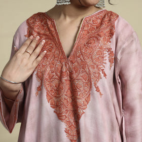  Shibori Tie-Dye Aari Embroidery Kashmiri Wool Pheran 