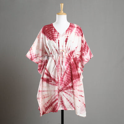  Shibori Tie-Dye Cotton Kaftan with Tie-Up Waist (Medium) 