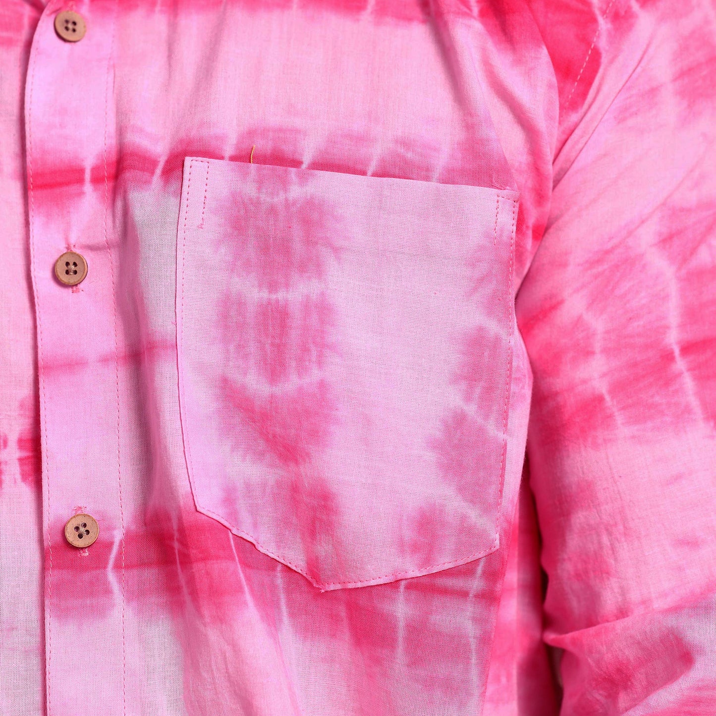 Pink - shibori tie-dye cotton men full sleeve shirt