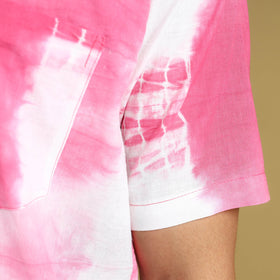 Pink - Shibori Tie-Dye Cotton Men Half Sleeve Shirt 11