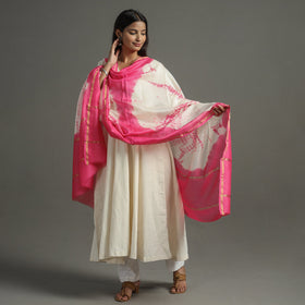 Pink - shibori tie-dye handloom chanderi silk dupatta