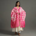 Buy Shibori Tie-Dye Handloom Chanderi Silk Dupatta with Zari Border 48 Online at iTokri.com