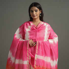 Buy Shibori Tie-Dye Handloom Chanderi Silk Dupatta with Zari Border 52 Online at iTokri.com