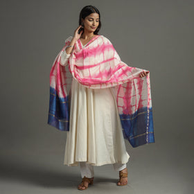 Pink - shibori tie-dye handloom chanderi silk dupatta