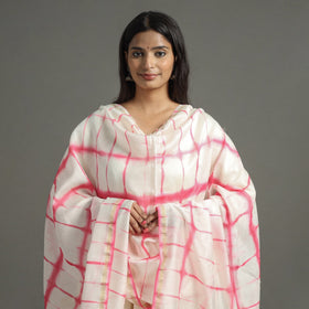Pink - shibori tie-dye handloom chanderi silk dupatta