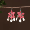 Pink - shifa fabart phool kali shell earrings - handcrafted
