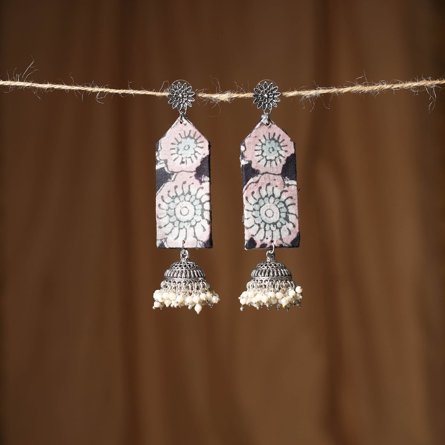 Pink - shifa gs fabart handmade earrings - handcrafted