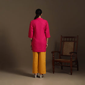 Short cotton jacquard kurta for women 19 - handcrafted